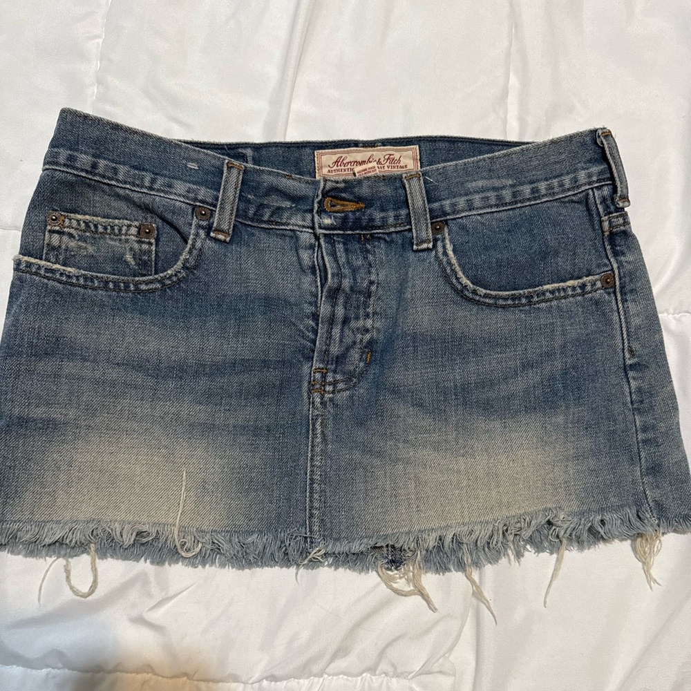 Abercrombie & Fitch Blue Frayed Mini Skirt